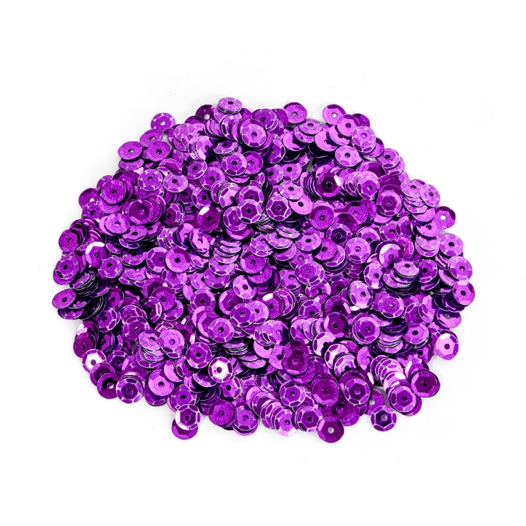 SEQUINS - CIRCLE 04 RELIEF - METALLIC - 7mm PURPLE 060 - PACKAGE 250g Hole-1.0mm