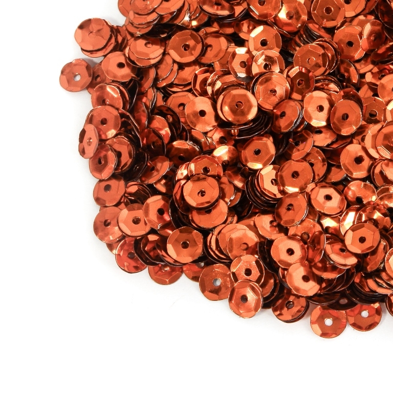 SEQUINS - CIRCLE 04 RELIEF - METALLIC - 7mm ORANGE 062 - 20g Hole-1.0mm