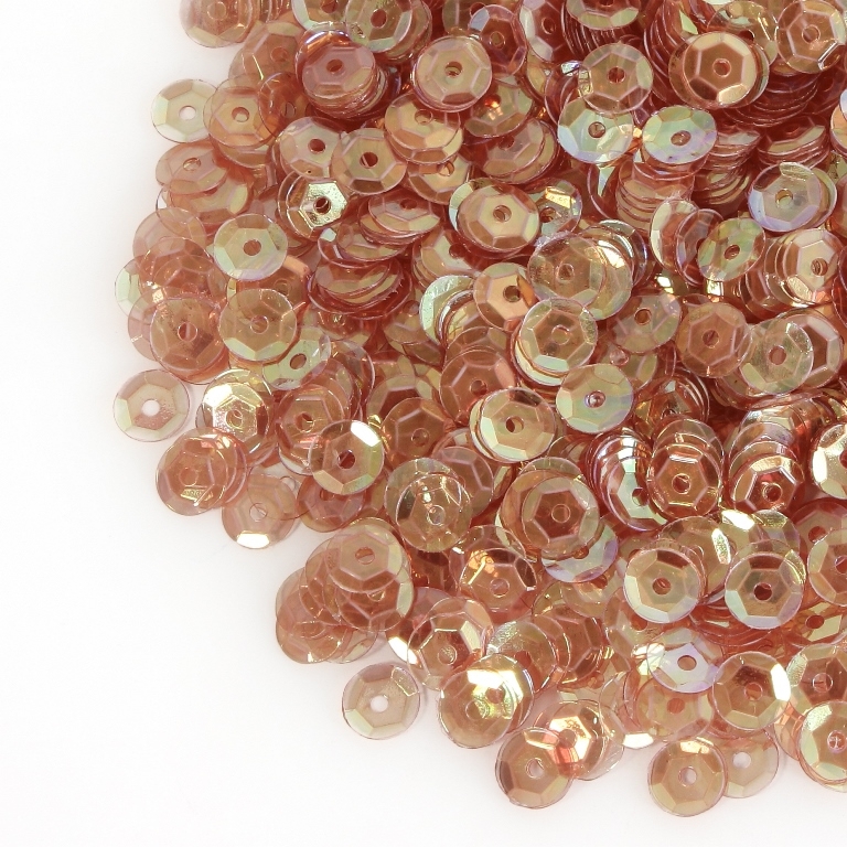 SEQUINS - CIRCLE 04 RELIEF - TRANSPARENT АВ - 7mm ORANGE (DARK) 089 - 20g Hole-1.0mm