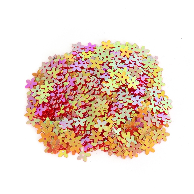 SEQUINS - FLOWER 01 FLAT - OPAQUE АВ - 10mm RED 148 - PACKAGE 250g Hole-1.0mm