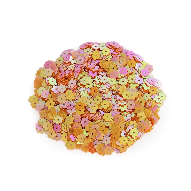 SEQUINS - FLOWER 02 FLAT - OPAQUE АВ - 7mm ORANGE 141 - PACKAGE 250g Hole-1.0mm