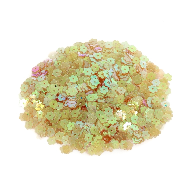 SEQUINS - FLOWER 02 FLAT - TRANSPARENT АВ - 7mm ORANGE 030 - PACKAGE 250g Hole-1.0mm