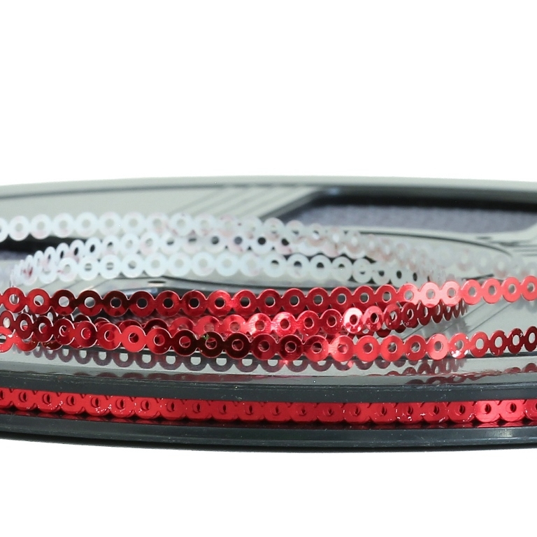 SEQUIN RIBBON - CIRCLE 01 FLAT - METALLIC - 3mm RED 047 - ROLL 70meters Hole-1.0mm