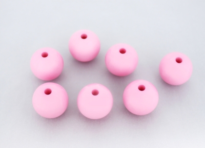 OPAQUE PLASTIC BEADS - BALL - 18mm PINK С02 - PACKAGE 500g Hole-3.5mm (163pcs.)