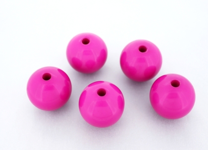 OPAQUE PLASTIC BEADS - BALL - 22mm CYCLAMEN PURPLE С11 - PACKAGE 500g Hole-3.8mm (85pcs.)