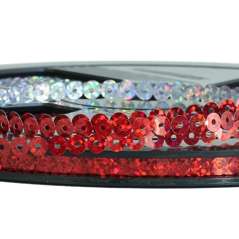 SEQUIN RIBBON - CIRCLE 01 FLAT - HOLOGRAPHIC - 5mm RED 077 - ROLL 70meters Hole-1.0mm