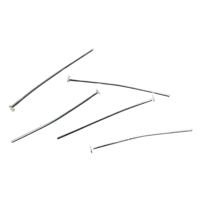 METAL ELEMENTS - T HEAD PINS - 30x0.8mm NICKEL COLOR - 50g (390pcs.)