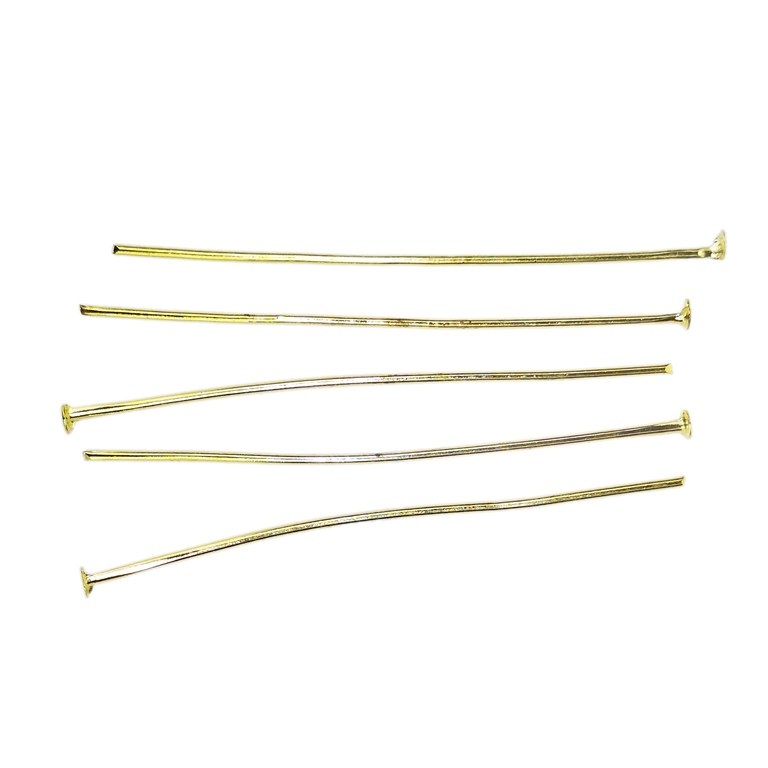 METAL ELEMENTS - T HEAD PINS - 50x0.8mm GOLD COLOR - NICKEL FREE - 500g (2470pcs.)