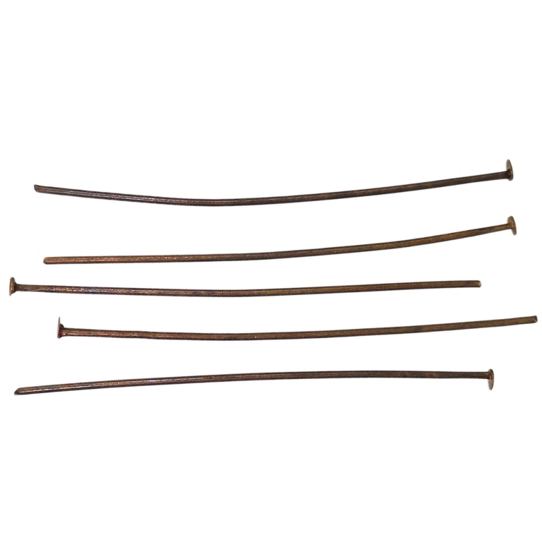 METAL ELEMENTS - T HEAD PINS - 50x0.8mm ANTIQUE BRASS - 50g (225pcs.)