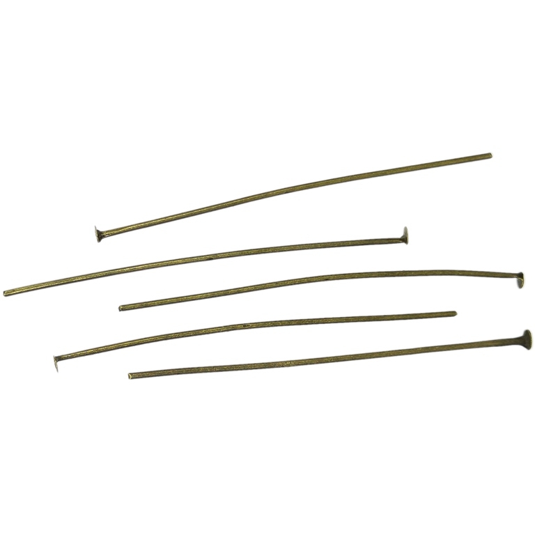 METAL ELEMENTS - T HEAD PINS - 50x0.8mm ANTIQUE BRONZE - NICKEL FREE - 50g (240pcs.)