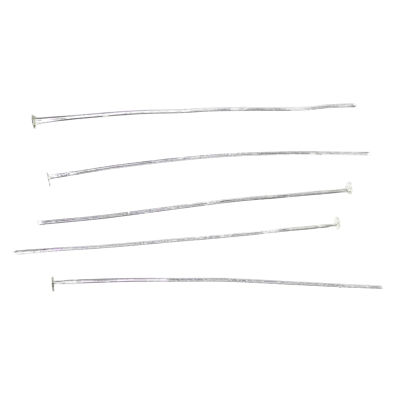 METAL ELEMENTS - T HEAD PINS - BRASS - 50x0.5mm NICKEL COLOR - 25g (290pcs.)