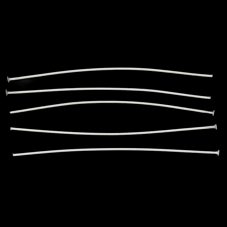 METAL ELEMENTS - T HEAD PINS - STEEL 304 - 50x0.7mm NICKEL COLOR - 10g (65pcs.)