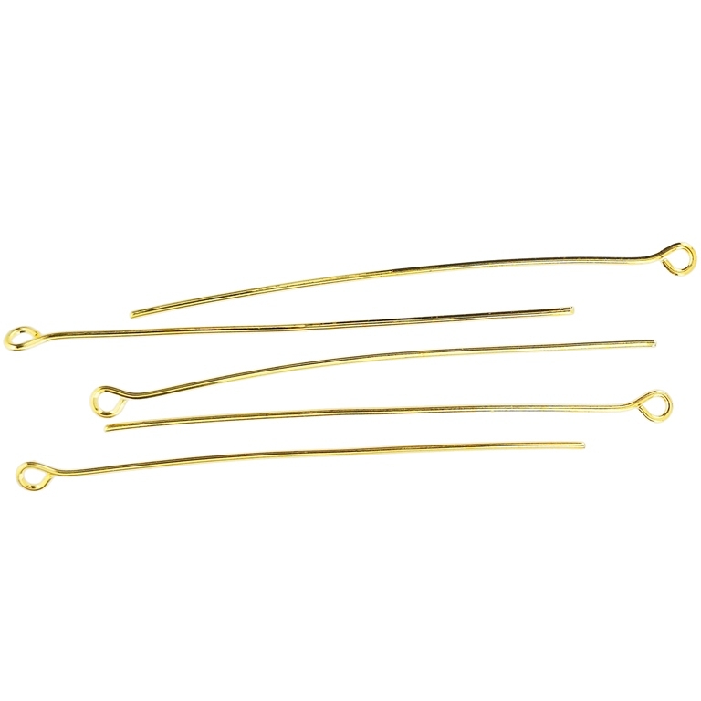 METAL ELEMENTS - EYE HEAD PINS - 55x0.8mm GOLD COLOR - 50g Hole-2.0mm (228pcs.)