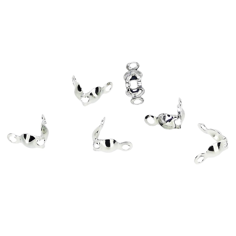 METAL ELEMENTS - CLAMSHELL BEAD TIP DOUBLE CLOSED LOOPS - 4x8mm NICKEL COLOR - NICKEL FREE - 200pcs. Hole-1.2mm