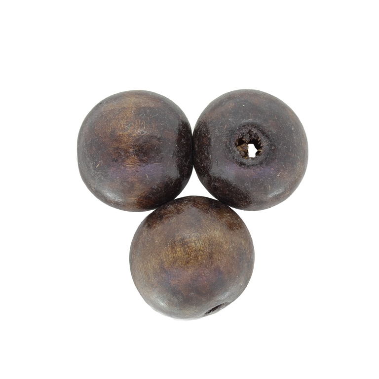 WOODEN BEADS - BALL SHAPED - 23x24mm BROWN (DARK) А29 - PACKAGE 50pcs. Hole-5.0mm