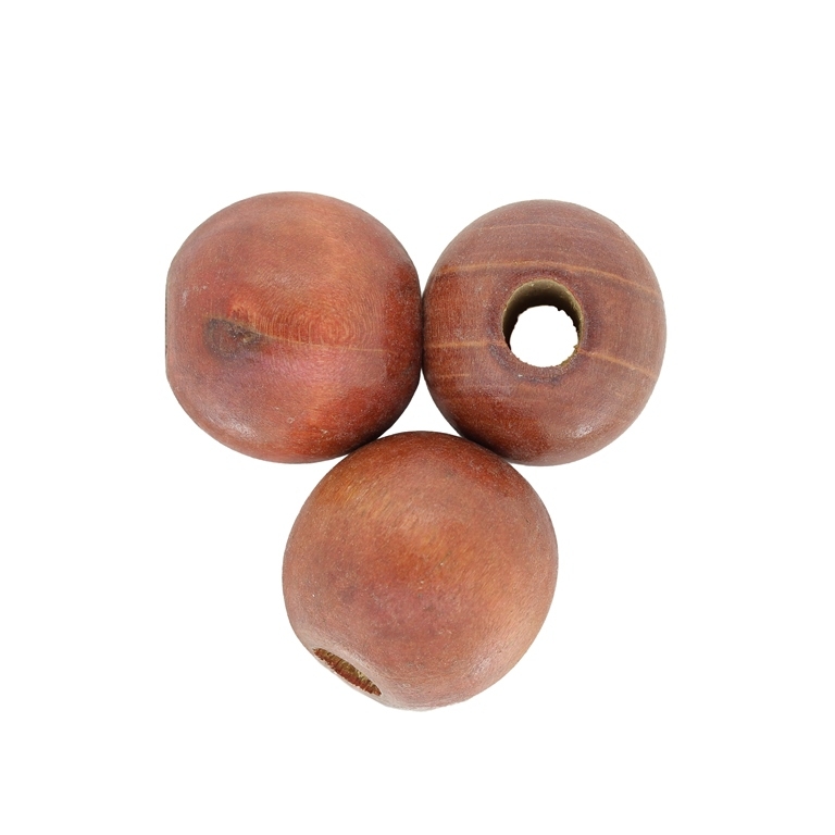 WOODEN BEADS - BALL SHAPED - 23x24mm MAHOGANY (LIGHT) - PACKAGE 50pcs. Hole-6.5mm