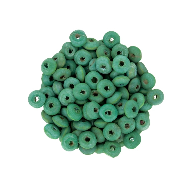 WOODEN BEADS - DONUT SHAPED 01 - 8x4mm GREEN (MATTE) - 50g (665pcs.) Hole-3.0mm