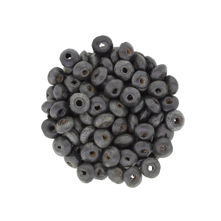 WOODEN BEADS - DONUT SHAPED 01 - 8x4mm BLACK (MATTE) A21 - ПАКЕТ 500g (6650pcs.) Hole-3.0mm