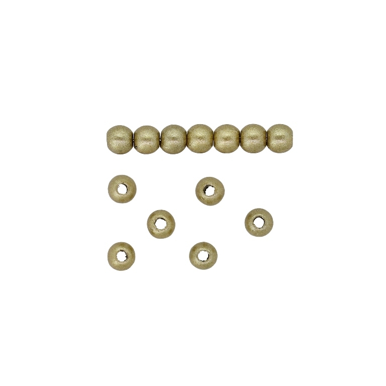 METAL PLATED PLASTIC MATTED - BALL - 4mm GOLD - PACKAGE 500g (16450pcs.) Hole-1.5mm