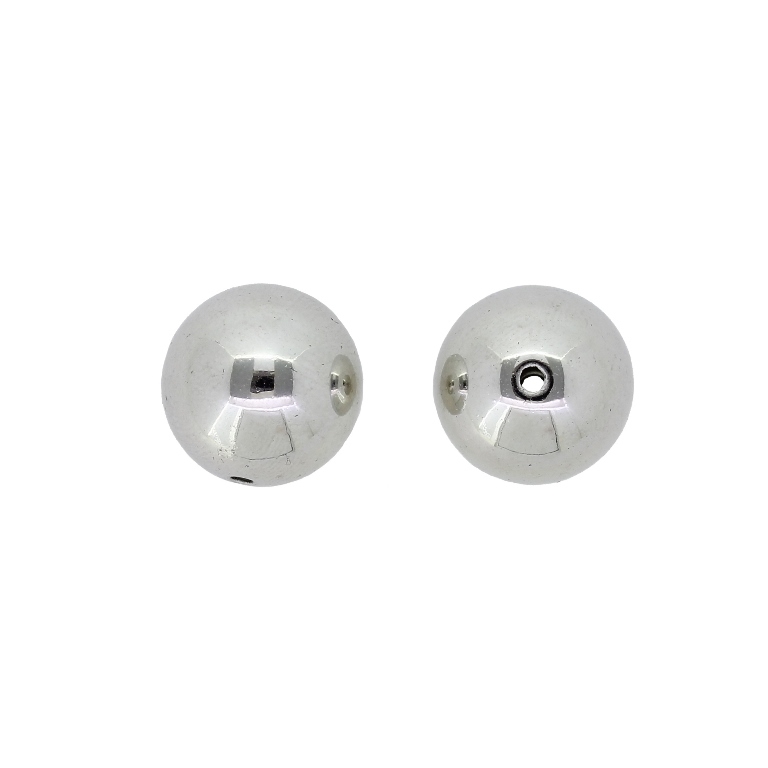 METAL PLATED PLASTIC / CCB BEADS - BALL - 14mm NICKEL - PACKAGE 500g (350pcs.) Hole-1.6mm