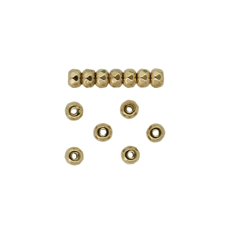 METAL PLATED PLASTIC / CCB BEADS - BALL FACETED - 4mm GOLD - 50g (1274pcs.) Hole-1.2mm