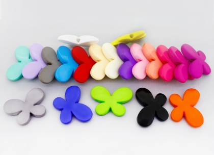 OPAQUE PLASTIC BEADS - BUTTERFLY 01 - SMOOTH - 21x29x6mm MIX - PACKAGE 500g Hole-3.0mm (250pcs.)