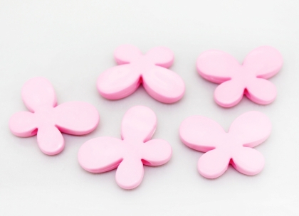 OPAQUE PLASTIC BEADS - BUTTERFLY 01 - SMOOTH - 21x29x6mm PINK С02 - PACKAGE 500g Hole-3.0mm (250pcs.)