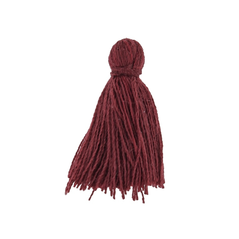 TEXTILE BEADS - TASSEL COTTON - 2.0cm BORDEAUX 233 - PACKAGE 100pcs.