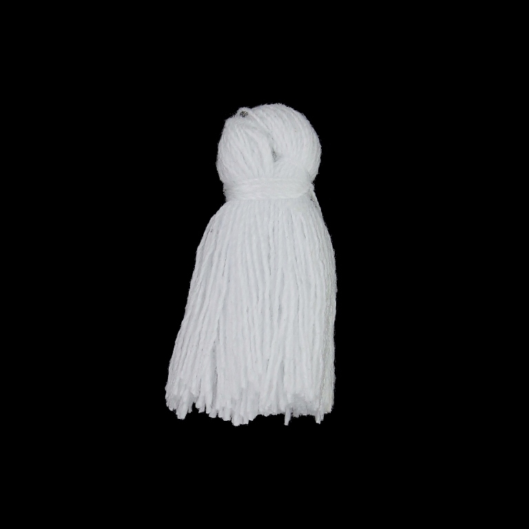 TEXTILE BEADS - TASSEL COTTON - 2.0cm WHITE 196 - 20pcs.