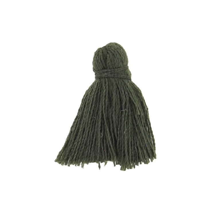 TEXTILE BEADS - TASSEL COTTON - 2.0cm GREEN MILITARY 226 - PACKAGE 100pcs.