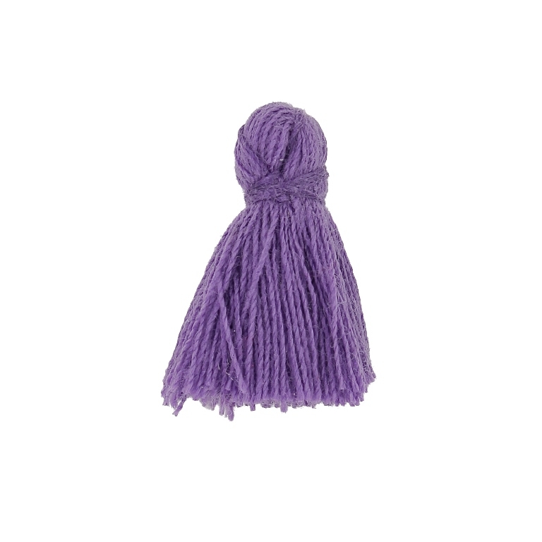 TEXTILE BEADS - TASSEL COTTON - 2.0cm PURPLE (DARK) 218 - PACKAGE 100pcs.