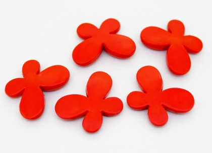 OPAQUE PLASTIC BEADS - BUTTERFLY 01 - SMOOTH - 21x29x6mm RED С07 - PACKAGE 500g Hole-3.0mm (250pcs.)