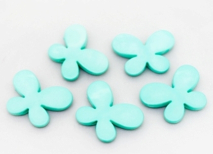 OPAQUE PLASTIC BEADS - BUTTERFLY 01 - SMOOTH - 21x29x6mm TURQUOISE GREEN С25 - PACKAGE 500g Hole-3.0mm (250pcs.)