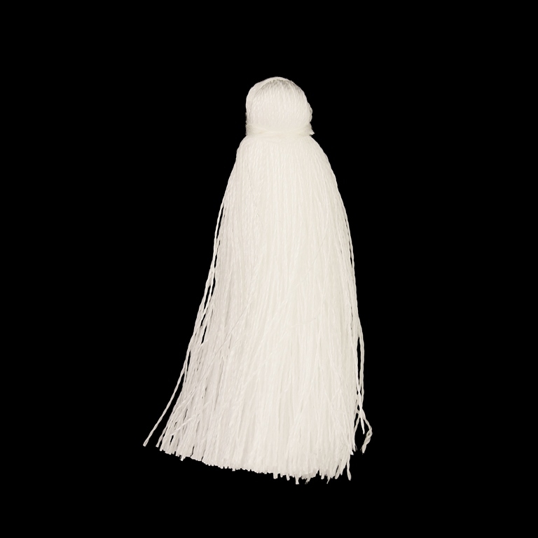 TEXTILE BEADS - TASSEL POLYESTER - 4.0cm WHITE 250 - PACKAGE 100pcs.