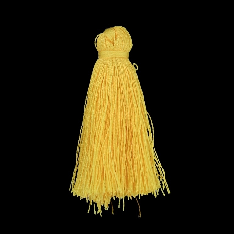 TEXTILE BEADS - TASSEL POLYESTER - 4.0cm YELLOW (DARK) 253 - PACKAGE 100pcs.