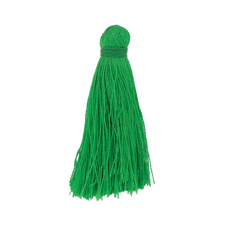 TEXTILE BEADS - TASSEL POLYESTER - 4.0cm GREEN 314 - PACKAGE 100pcs.