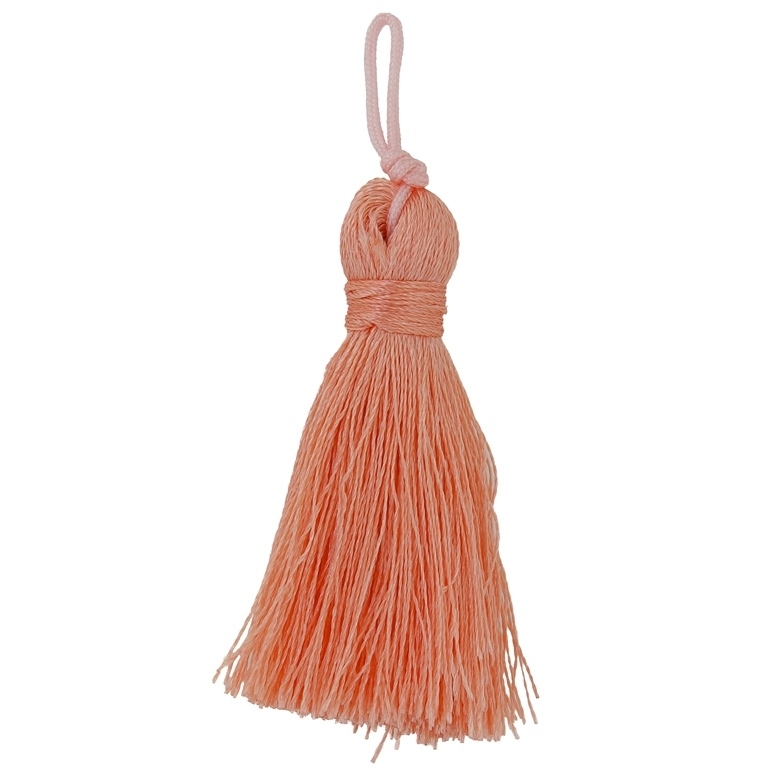 TEXTILE BEADS - TASSEL POLYESTER - 4.0cm CORAL (LIGHT) 266 - PACKAGE 100pcs.