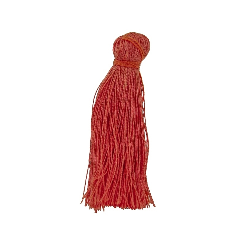 TEXTILE BEADS - TASSEL POLYESTER - 4.0cm CORAL (DARK) 261 - PACKAGE 100pcs.