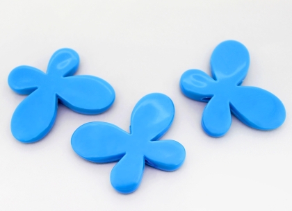 OPAQUE PLASTIC BEADS - BUTTERFLY 01 SMOOTH - 33x46x8mm BLUE ВА15 - PACKAGE 500g Hole-3.5mm (69pcs.)