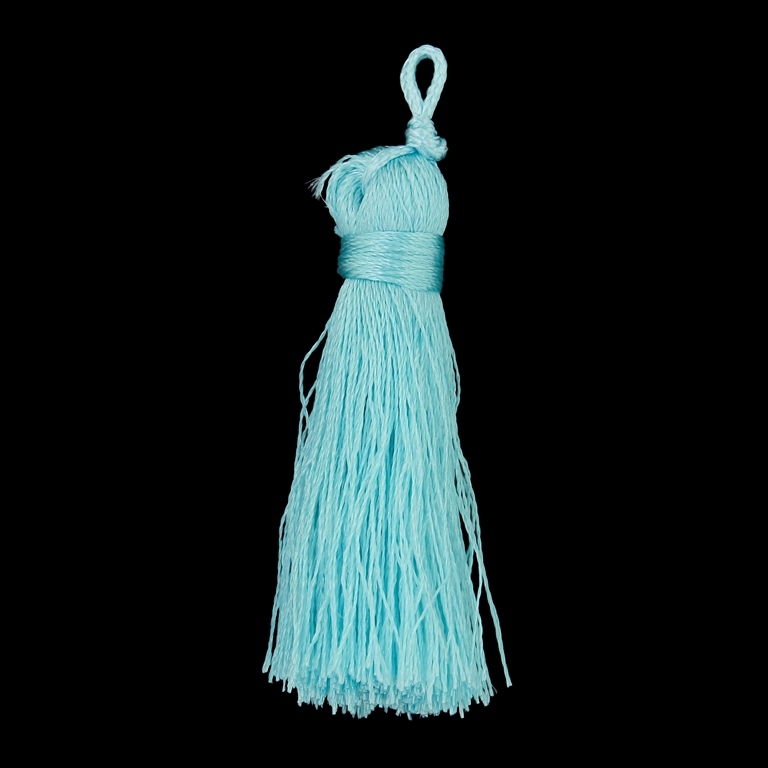 TEXTILE BEADS - TASSEL POLYESTER - 4.0cm BLUE (LIGHT) 287 - 10 pcs.