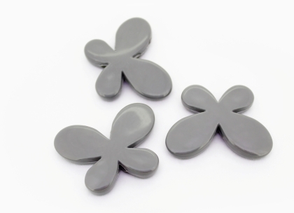 OPAQUE PLASTIC BEADS - BUTTERFLY 01 SMOOTH - 33x46x8mm GRAY (DARK) ВА23 - PACKAGE 500g Hole-3.5mm (69pcs.)