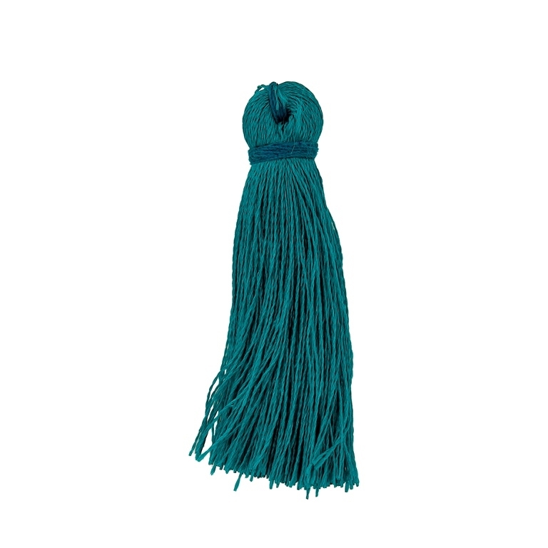 TEXTILE BEADS - TASSEL POLYESTER - 4.0cm TURQUOISE 304 - PACKAGE 100pcs.