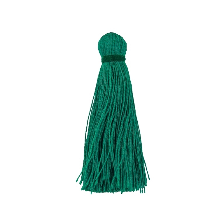 TEXTILE BEADS - TASSEL POLYESTER - 4.0cm TURQUOISE GREEN 307 - PACKAGE 100pcs.