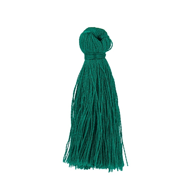 TEXTILE BEADS - TASSEL POLYESTER - 4.0cm TURQUOISE GREEN (DARK) 308 - PACKAGE 100pcs.