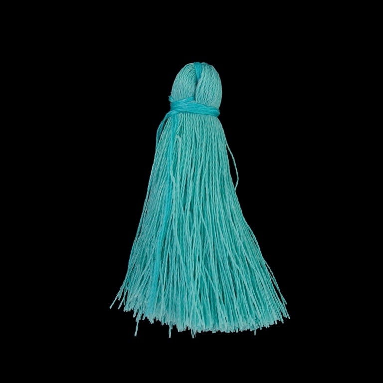 TEXTILE BEADS - TASSEL POLYESTER - 4.0cm TURQUOISE (LIGHT) 302 - PACKAGE 100pcs.