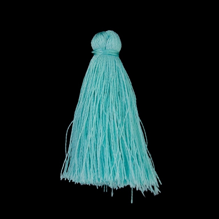 TEXTILE BEADS - TASSEL POLYESTER - 4.0cm TURQUOISE (LIGHT) 303 - PACKAGE 100pcs.