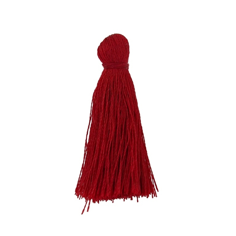 TEXTILE BEADS - TASSEL POLYESTER - 4.0cm RED 283 - PACKAGE 100pcs.