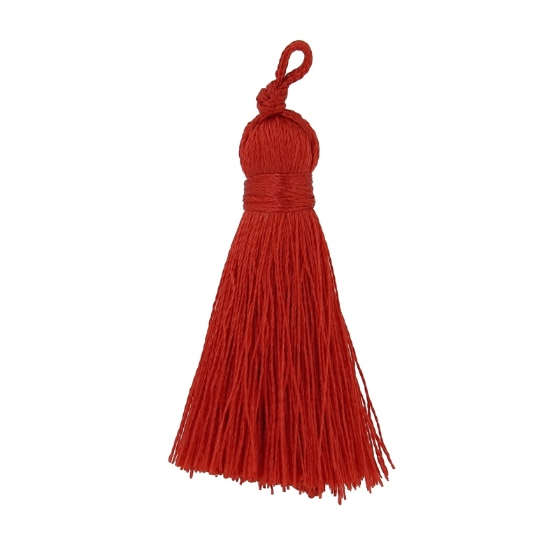 TEXTILE BEADS - TASSEL POLYESTER - 4.0cm RED (LIGHT) 282 - 10pcs.