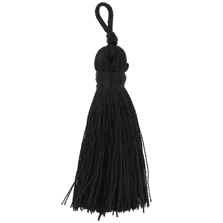 TEXTILE BEADS - TASSEL POLYESTER - 4.0cm BLACK 312 - 10pcs.