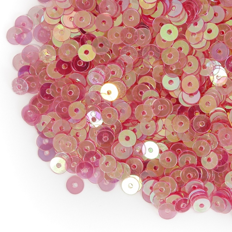 SEQUINS - CIRCLE 01 FLAT - TRANSPARENT АВ - 5mm RED (LIGHT) 033 - 20g Hole-1.0mm